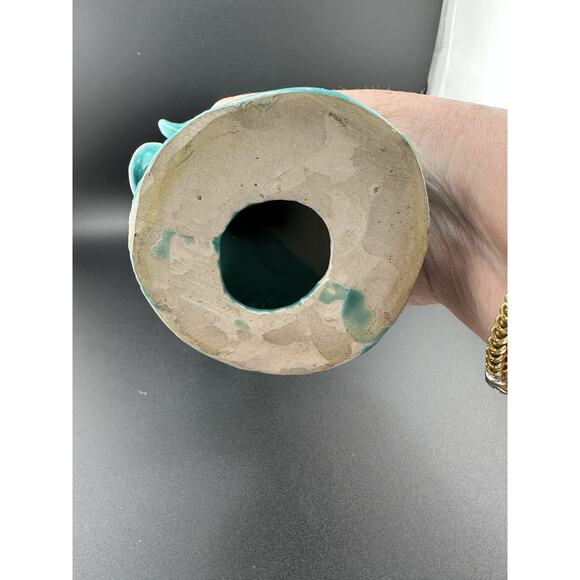 Vintage Turquoise Glazed Ceramic Figurine of Guanyin Buddist Goddess 11 Inches - Picture 6 of 7